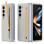 Til Samsung Galaxy Z Fold4 5G-cover med touchpen, gummibelagt PC sammenklappeligt telefoncover