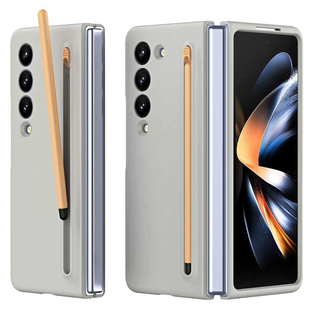 Til Samsung Galaxy Z Fold4 5G-cover med touchpen, gummibelagt PC sammenklappeligt telefoncover