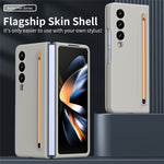 Til Samsung Galaxy Z Fold4 5G-cover med touchpen, gummibelagt PC sammenklappeligt telefoncover