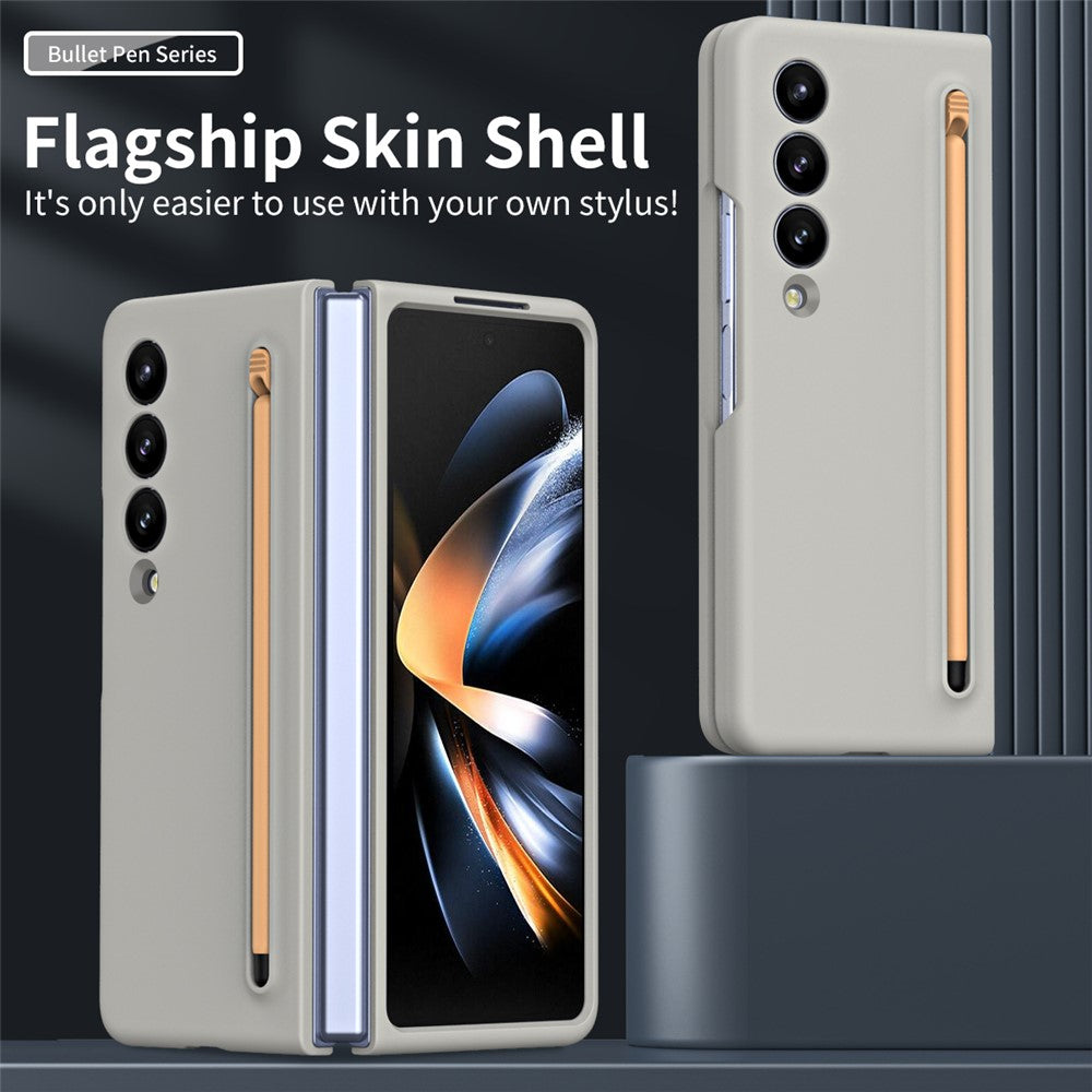 Til Samsung Galaxy Z Fold4 5G-cover med touchpen, gummibelagt PC sammenklappeligt telefoncover