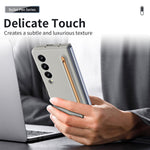 Til Samsung Galaxy Z Fold4 5G-cover med touchpen, gummibelagt PC sammenklappeligt telefoncover