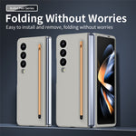 Til Samsung Galaxy Z Fold4 5G-cover med touchpen, gummibelagt PC sammenklappeligt telefoncover