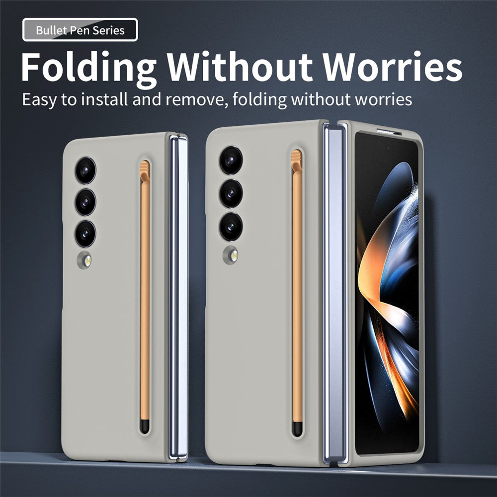 Til Samsung Galaxy Z Fold4 5G-cover med touchpen, gummibelagt PC sammenklappeligt telefoncover