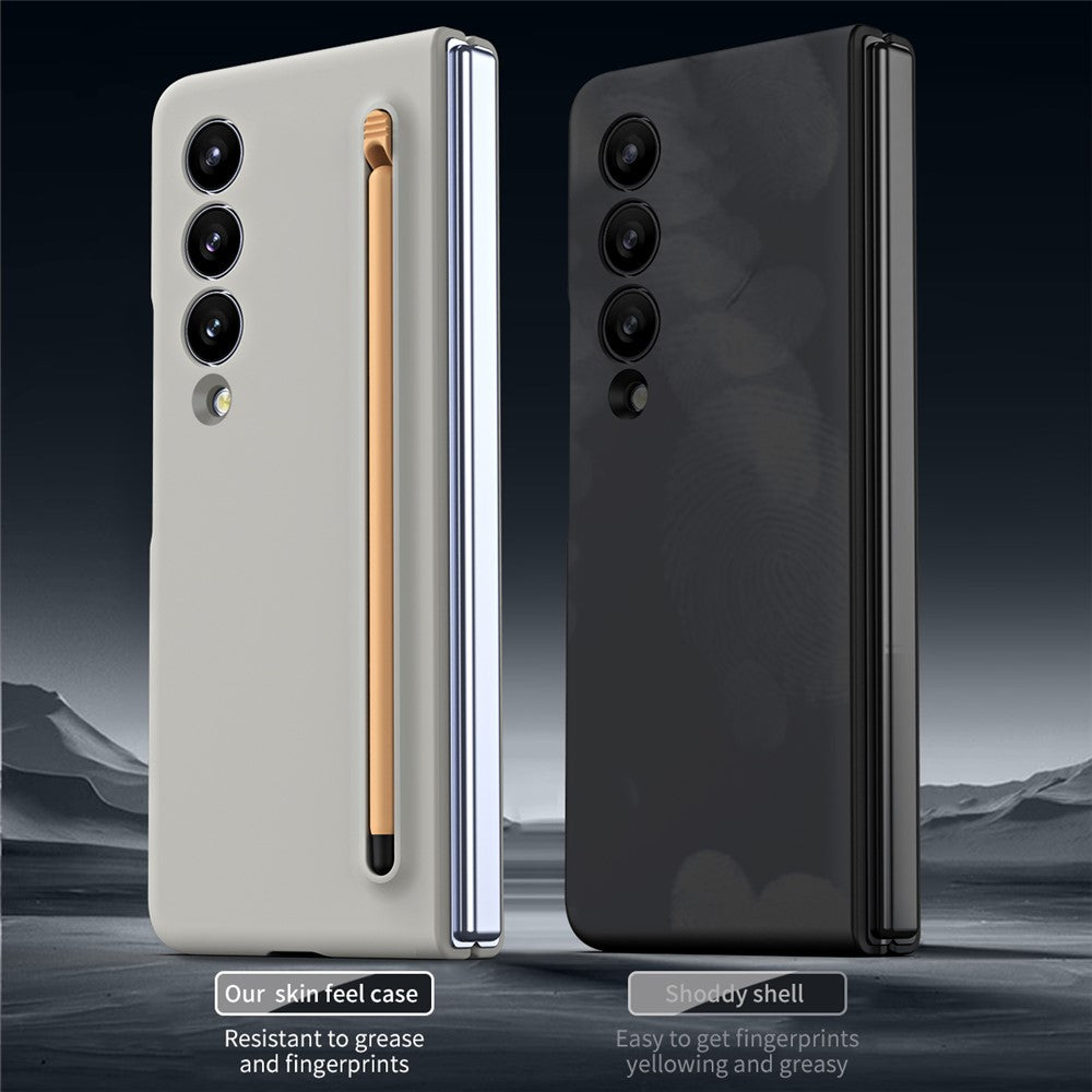 Til Samsung Galaxy Z Fold4 5G-cover med touchpen, gummibelagt PC sammenklappeligt telefoncover