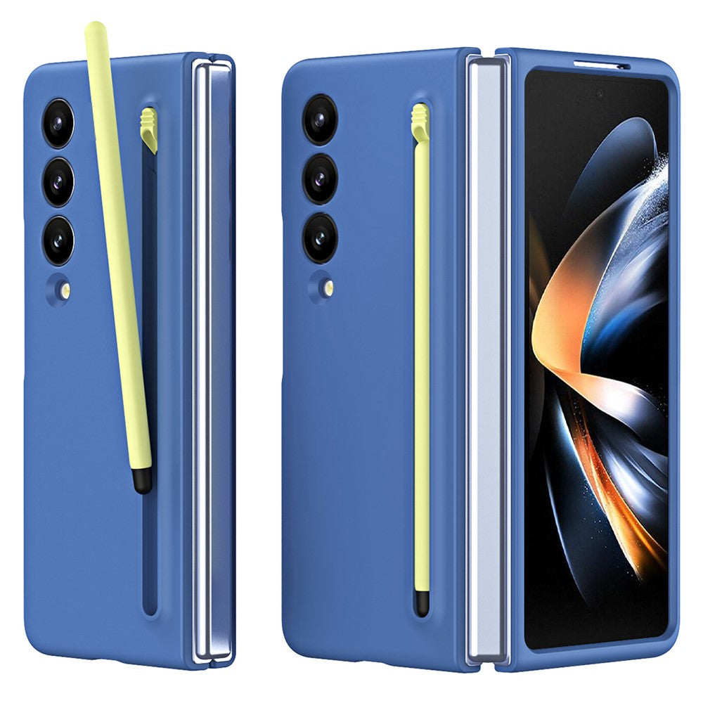 Til Samsung Galaxy Z Fold4 5G-cover med touchpen, gummibelagt PC sammenklappeligt telefoncover