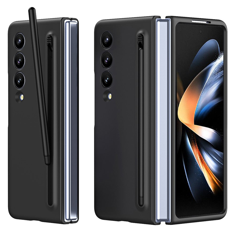 Til Samsung Galaxy Z Fold4 5G-cover med touchpen, gummibelagt PC sammenklappeligt telefoncover