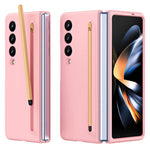 Til Samsung Galaxy Z Fold4 5G-cover med touchpen, gummibelagt PC sammenklappeligt telefoncover