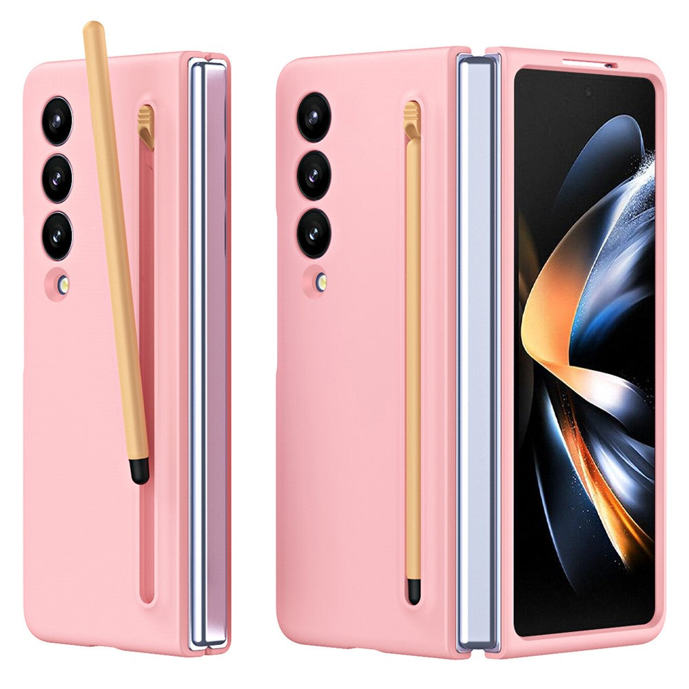 Til Samsung Galaxy Z Fold4 5G-cover med touchpen, gummibelagt PC sammenklappeligt telefoncover