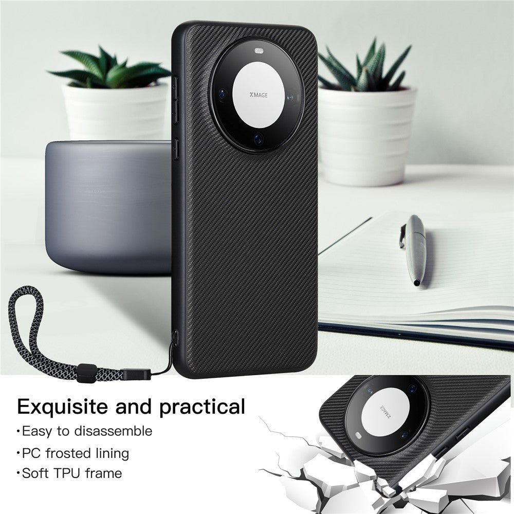 VILI TC Series for Huawei Mate 60 Pro Case Textured Leather Coated TPU Phone Cover Drop-proof Back Shell