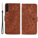 Til Samsung Galaxy A15 4G etui med præget blomstret lædercover og pungfunktion