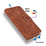 Til Samsung Galaxy A15 4G etui med præget blomstret lædercover og pungfunktion