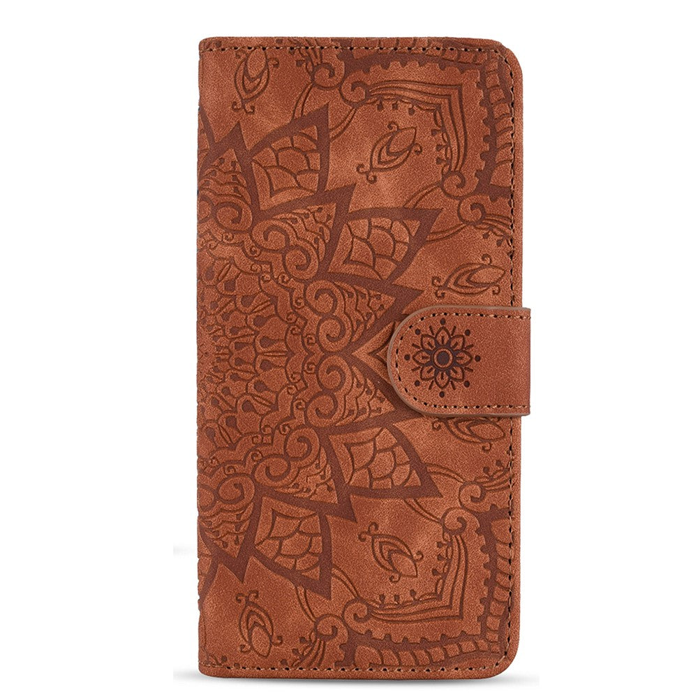 Til Samsung Galaxy A15 4G etui med præget blomstret lædercover og pungfunktion
