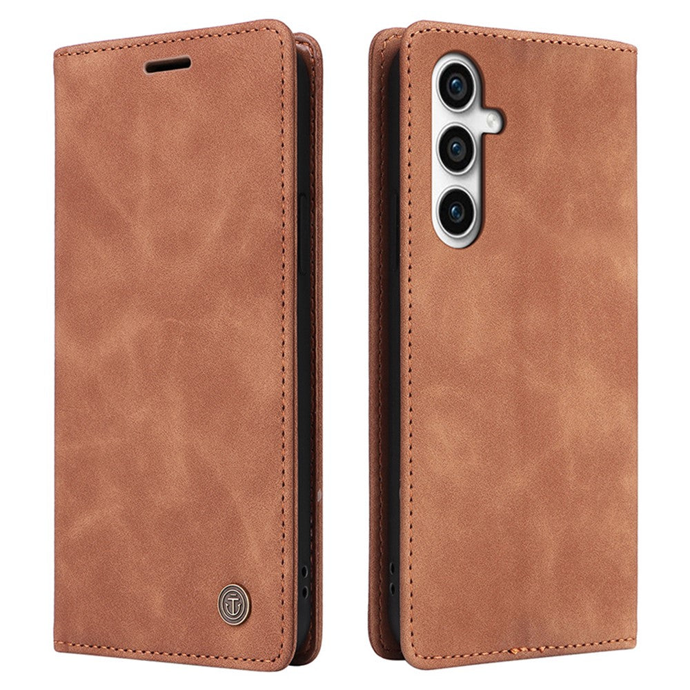 006 Series For Samsung Galaxy S23 FE Case Sucker Closure PU Leather Phone Stand Cover