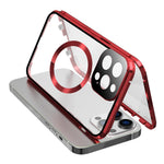 For iPhone 15 Pro Max Case Double Sided HD Tempered Glass Phone Cover Compatible with MagSafe