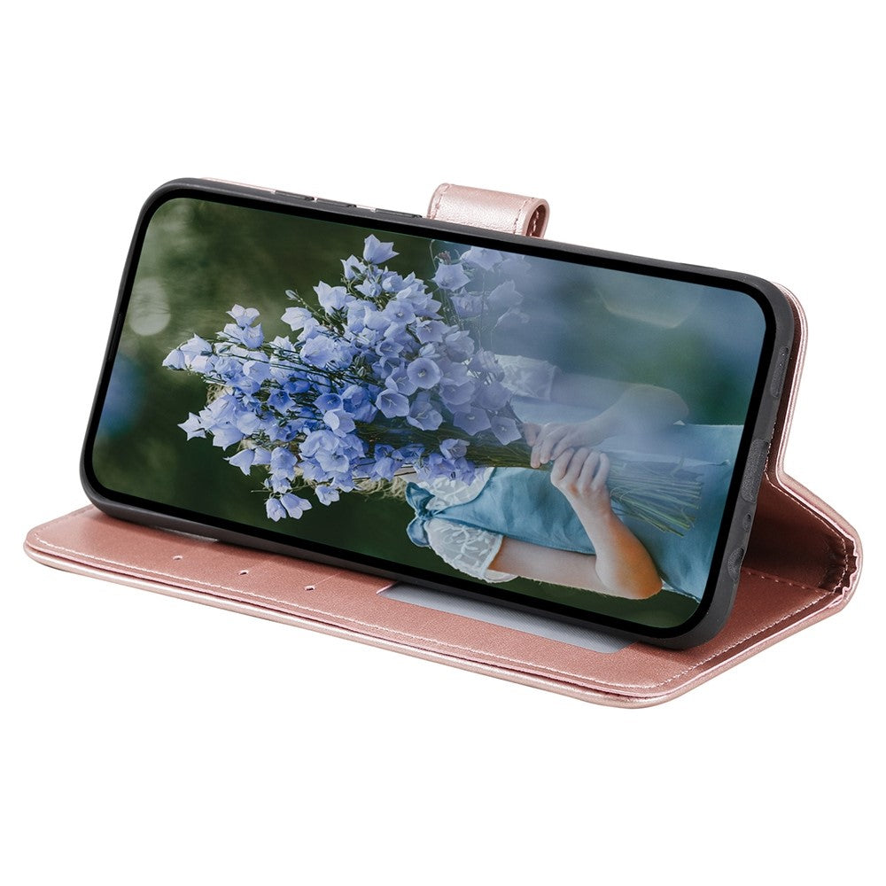 Til Samsung Galaxy A05 4G etui, pung, PU-læder, præget standertelefoncover med rem