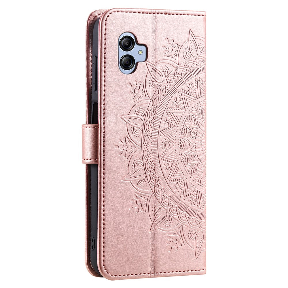 Til Samsung Galaxy A05 4G etui, pung, PU-læder, præget standertelefoncover med rem