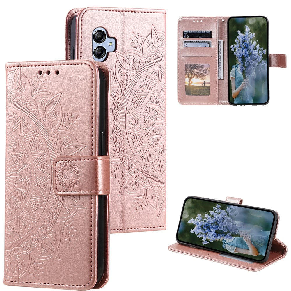 Til Samsung Galaxy A05 4G etui, pung, PU-læder, præget standertelefoncover med rem