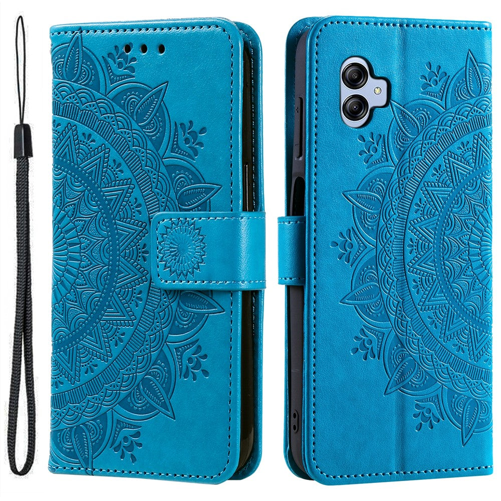 Til Samsung Galaxy A05 4G etui, pung, PU-læder, præget standertelefoncover med rem