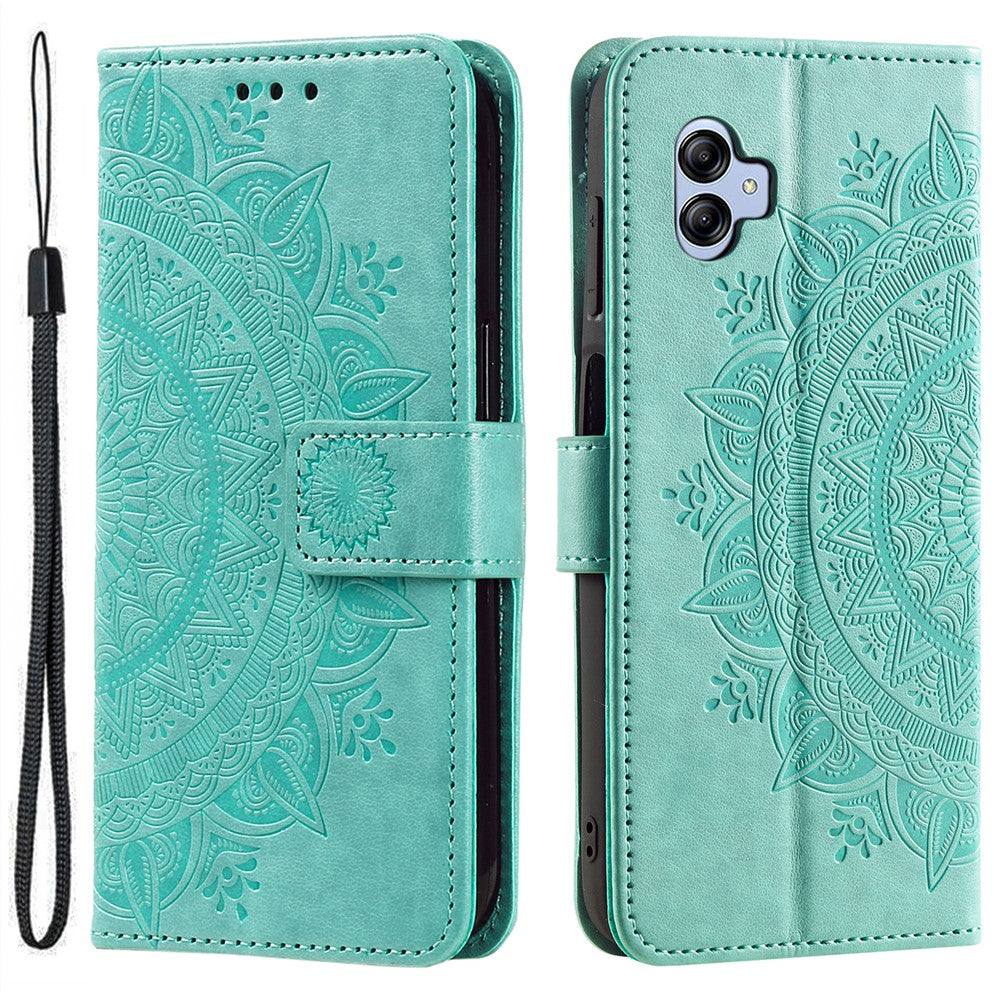 Til Samsung Galaxy A05 4G etui, pung, PU-læder, præget standertelefoncover med rem