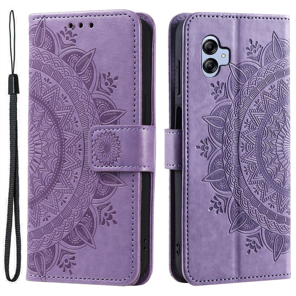 Til Samsung Galaxy A05 4G etui, pung, PU-læder, præget standertelefoncover med rem