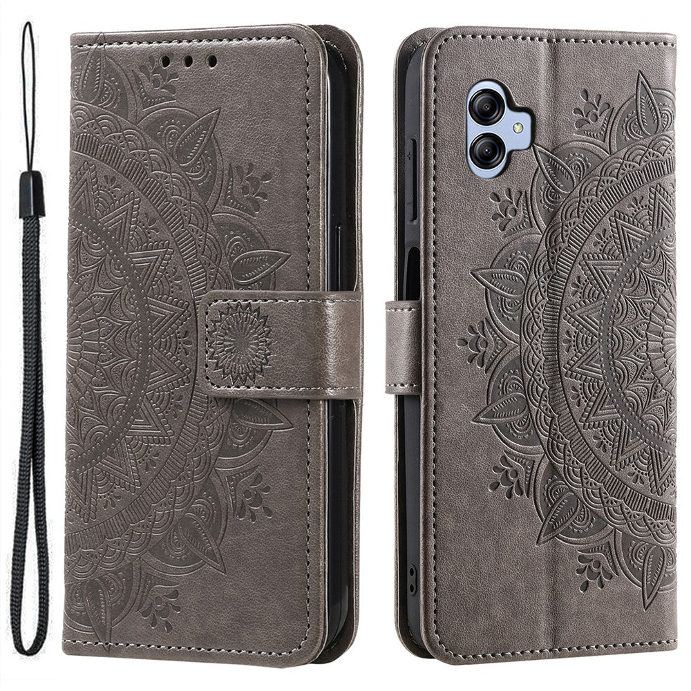 Til Samsung Galaxy A05 4G etui, pung, PU-læder, præget standertelefoncover med rem