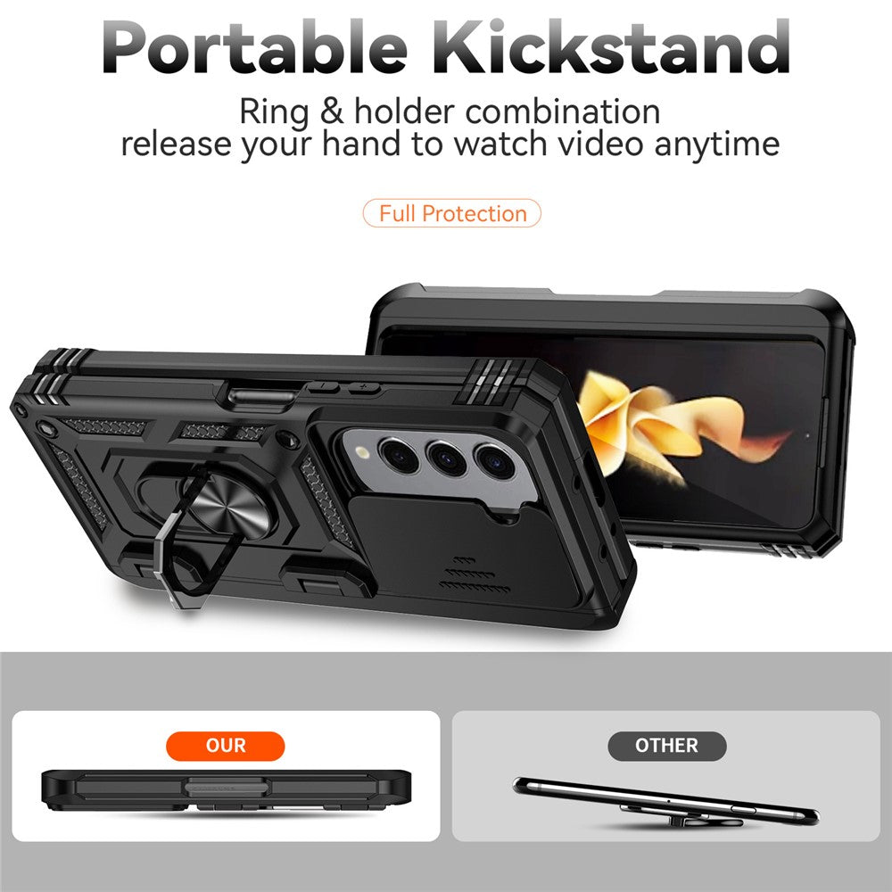 For Samsung Galaxy Z Fold5 5G Case PC+TPU Anti-drop Phone Case with Ring Kickstand