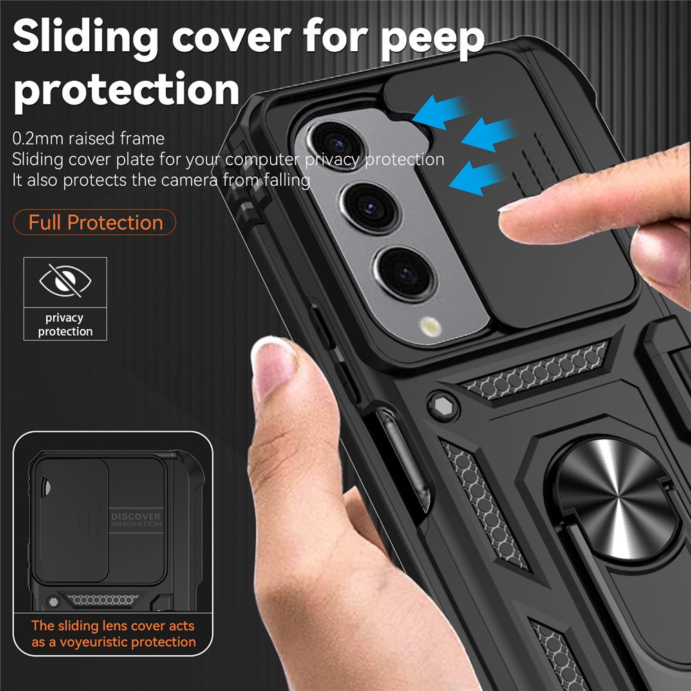For Samsung Galaxy Z Fold5 5G Case PC+TPU Anti-drop Phone Case with Ring Kickstand