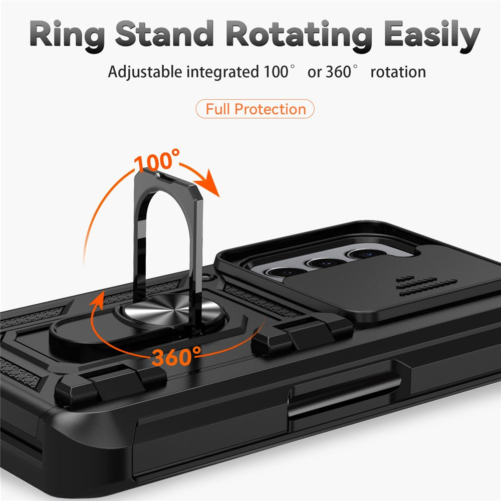 For Samsung Galaxy Z Fold5 5G Case PC+TPU Anti-drop Phone Case with Ring Kickstand