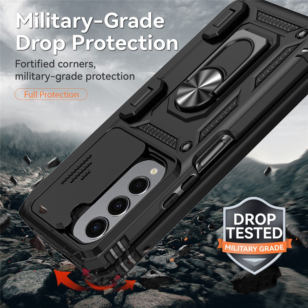 For Samsung Galaxy Z Fold5 5G Case PC+TPU Anti-drop Phone Case with Ring Kickstand