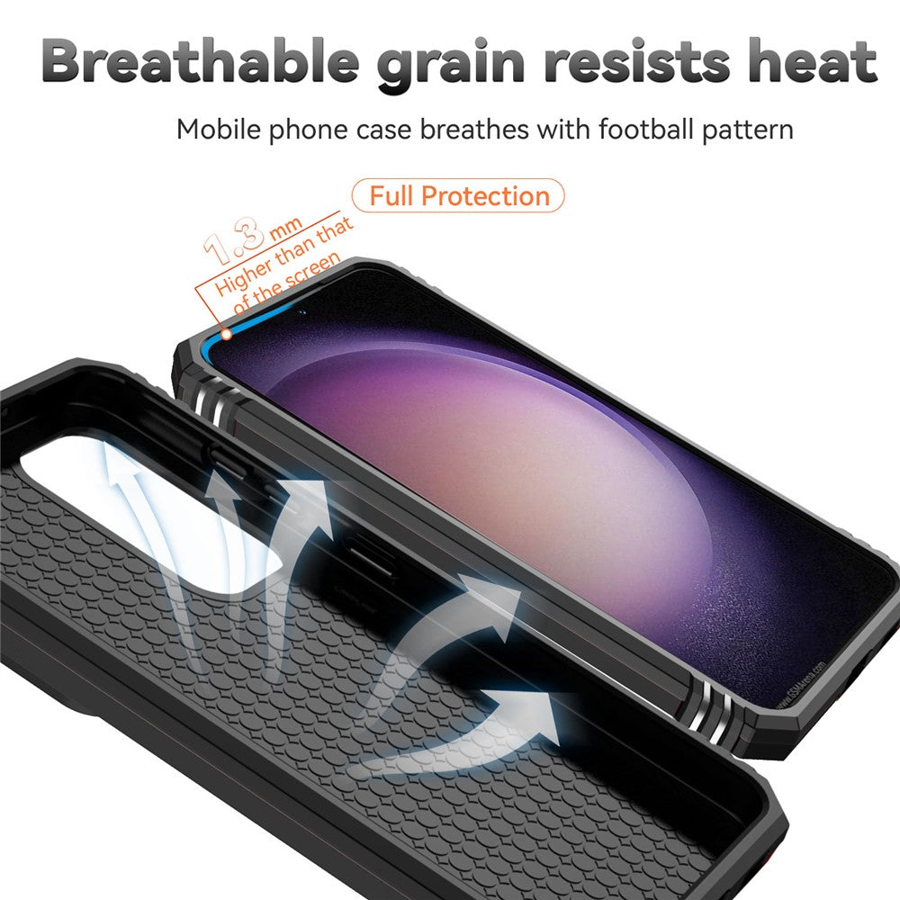 For Samsung Galaxy S23 FE Case Slide Camera Lid PC+TPU Cellphone Cover with Ring Kickstand