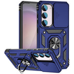 For Samsung Galaxy S23 FE Case Slide Camera Lid PC+TPU Cellphone Cover with Ring Kickstand