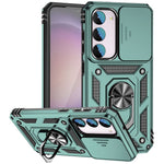 For Samsung Galaxy S23 FE Case Slide Camera Lid PC+TPU Cellphone Cover with Ring Kickstand