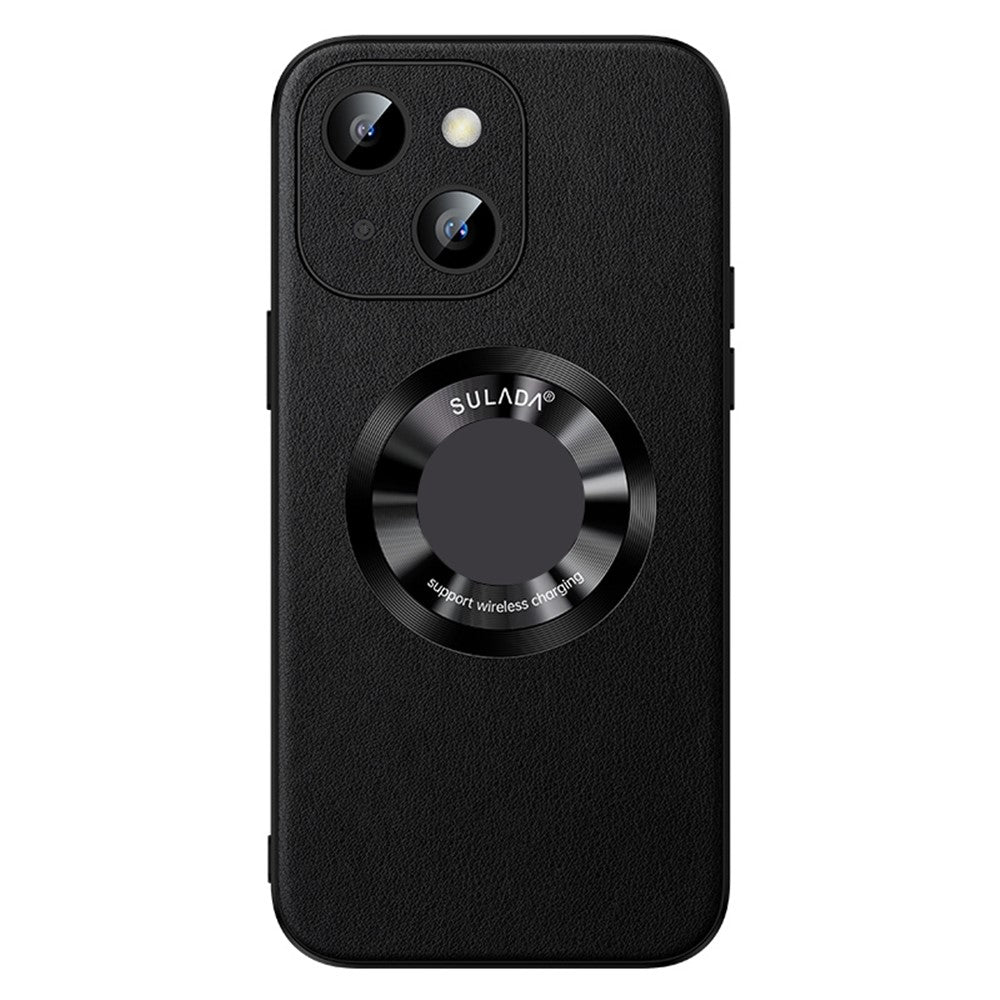 SULADA Til iPhone 15 Plus Magnetisk Telefoncover Mikrofiber Læder+TPU Stødsikkert Cover