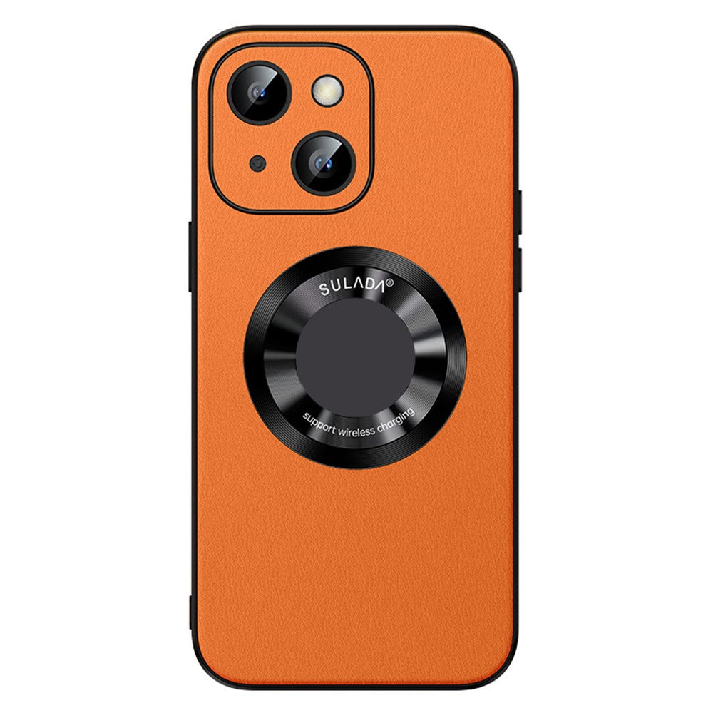 SULADA Til iPhone 15 Plus Magnetisk Telefoncover Mikrofiber Læder+TPU Stødsikkert Cover