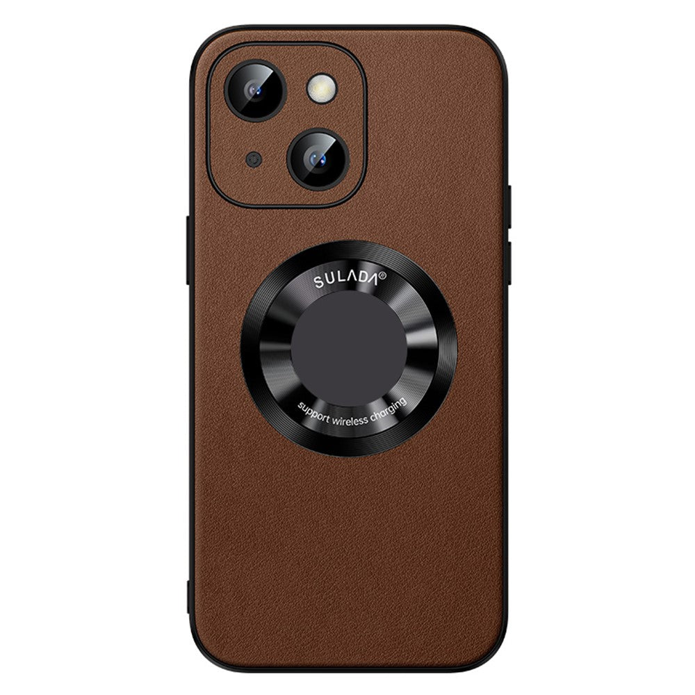 SULADA Til iPhone 15 Plus Magnetisk Telefoncover Mikrofiber Læder+TPU Stødsikkert Cover