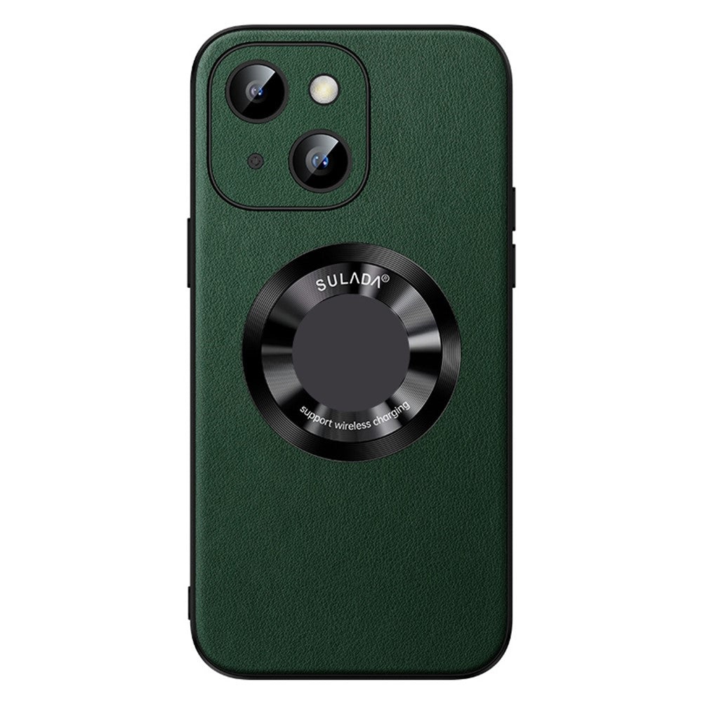 SULADA Til iPhone 15 Plus Magnetisk Telefoncover Mikrofiber Læder+TPU Stødsikkert Cover