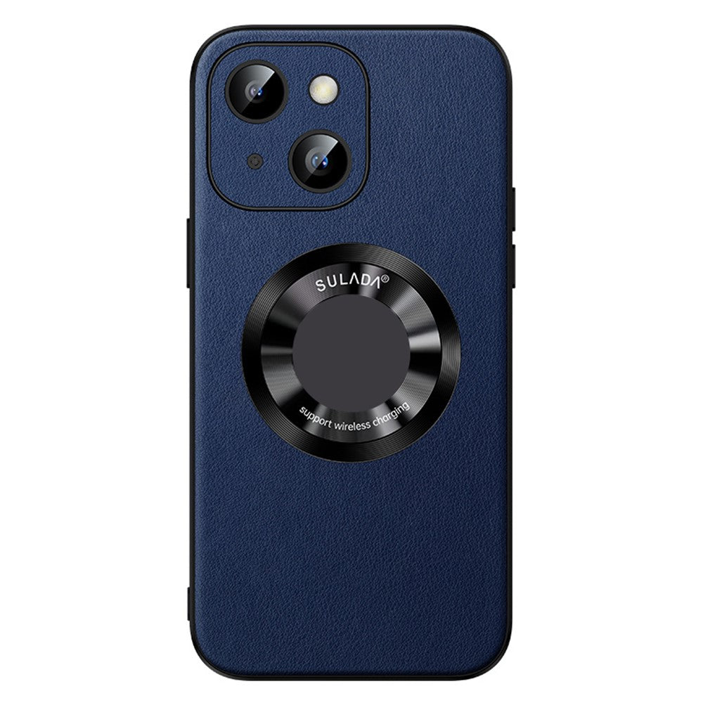 SULADA Til iPhone 15 Plus Magnetisk Telefoncover Mikrofiber Læder+TPU Stødsikkert Cover