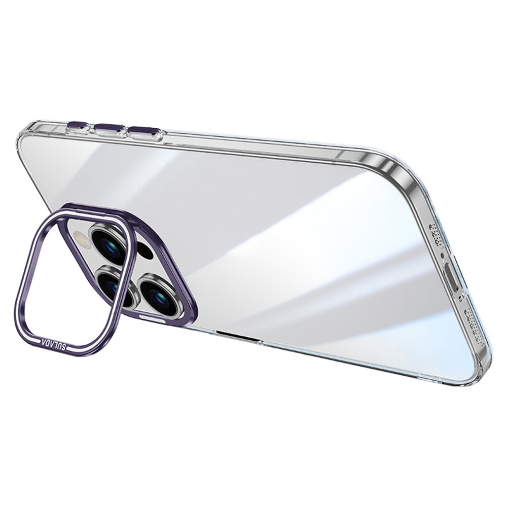 SULADA For iPhone 15 Pro Max Case Camera Kickstand Clear TPU+PC Anti-drop Phone Cover