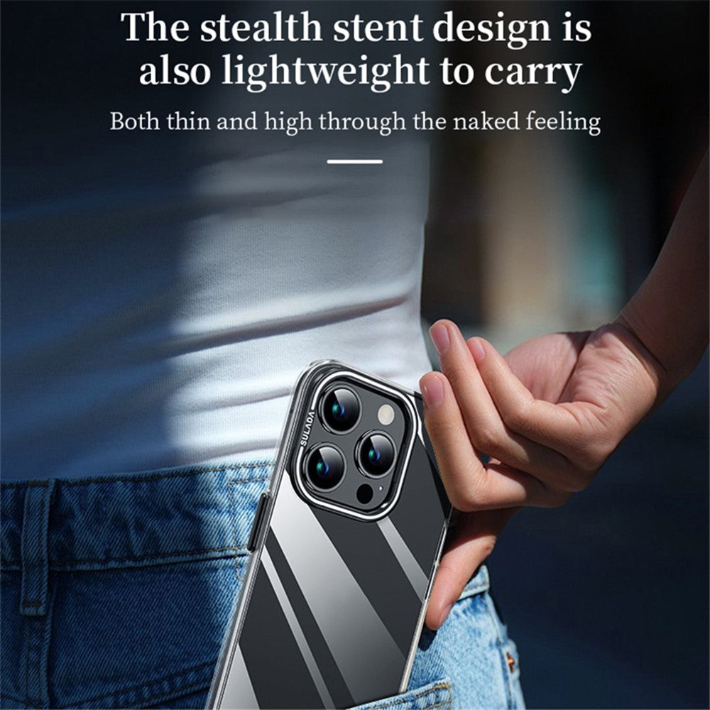 SULADA For iPhone 15 Pro Max Case Camera Kickstand Clear TPU+PC Anti-drop Phone Cover