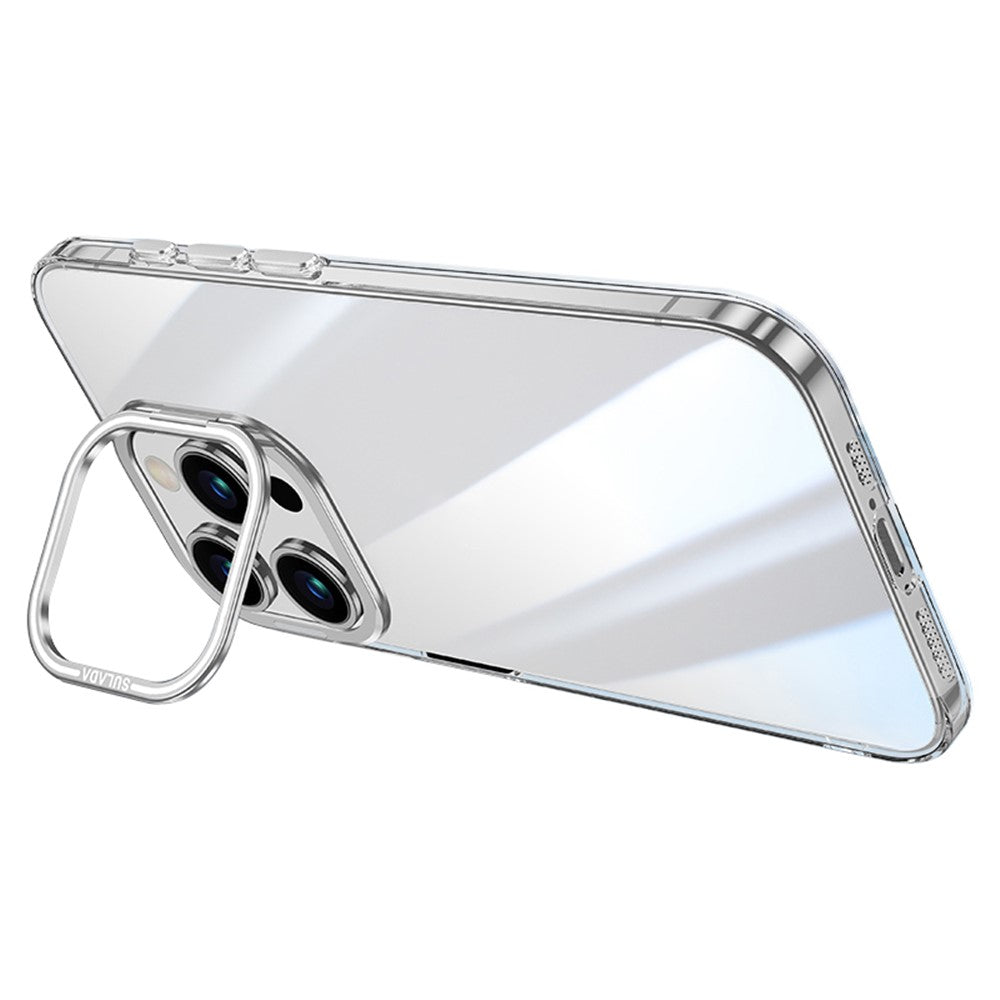 SULADA For iPhone 15 Pro Max Case Camera Kickstand Clear TPU+PC Anti-drop Phone Cover