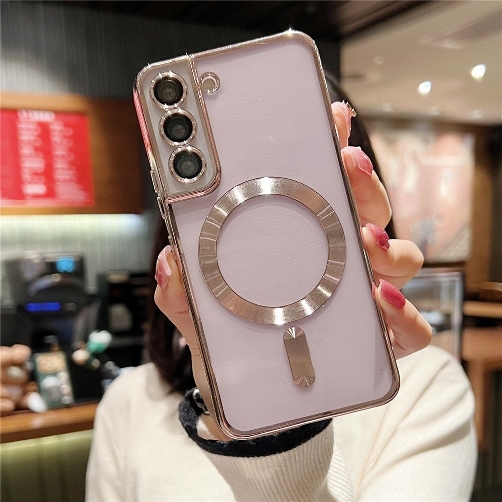 For Samsung Galaxy S22 5G Case Built-in Lens Film TPU Magnetic Phone Cover