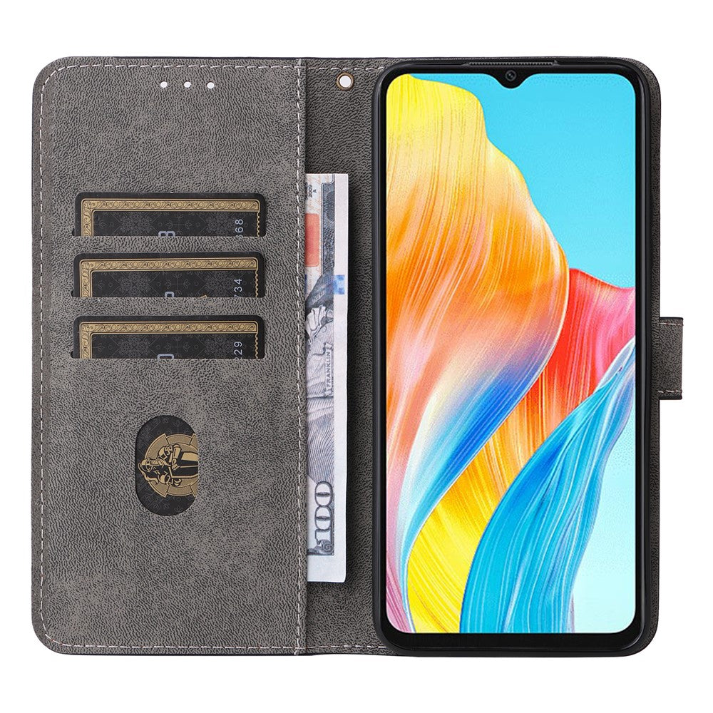 For Oppo A18 4G / A38 4G Leather Case RFID Blocking Wallet Phone Cover with Strap