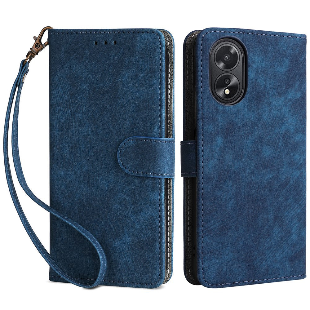 For Oppo A18 4G / A38 4G Leather Case RFID Blocking Wallet Phone Cover with Strap