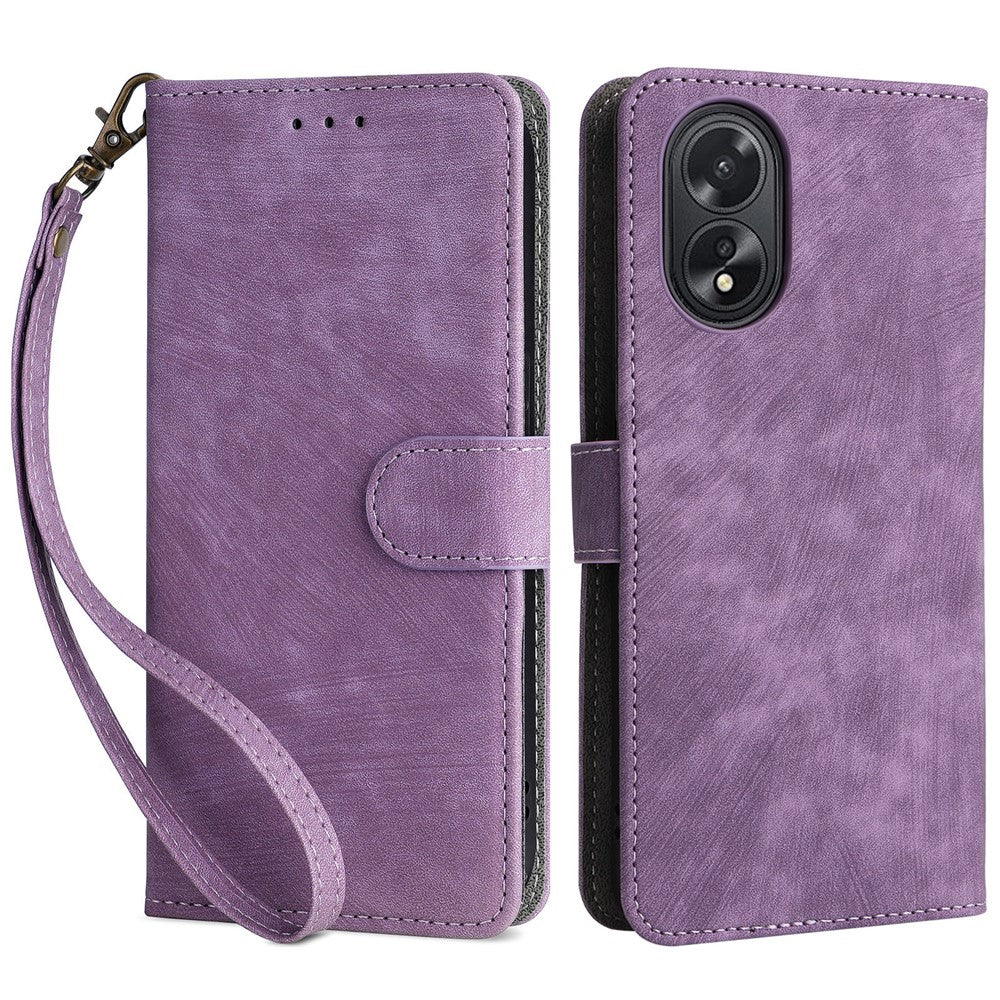 For Oppo A18 4G / A38 4G Leather Case RFID Blocking Wallet Phone Cover with Strap