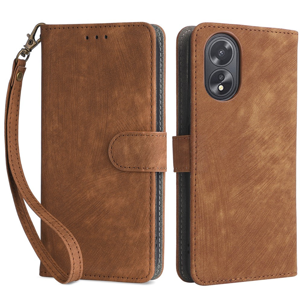 For Oppo A18 4G / A38 4G Leather Case RFID Blocking Wallet Phone Cover with Strap