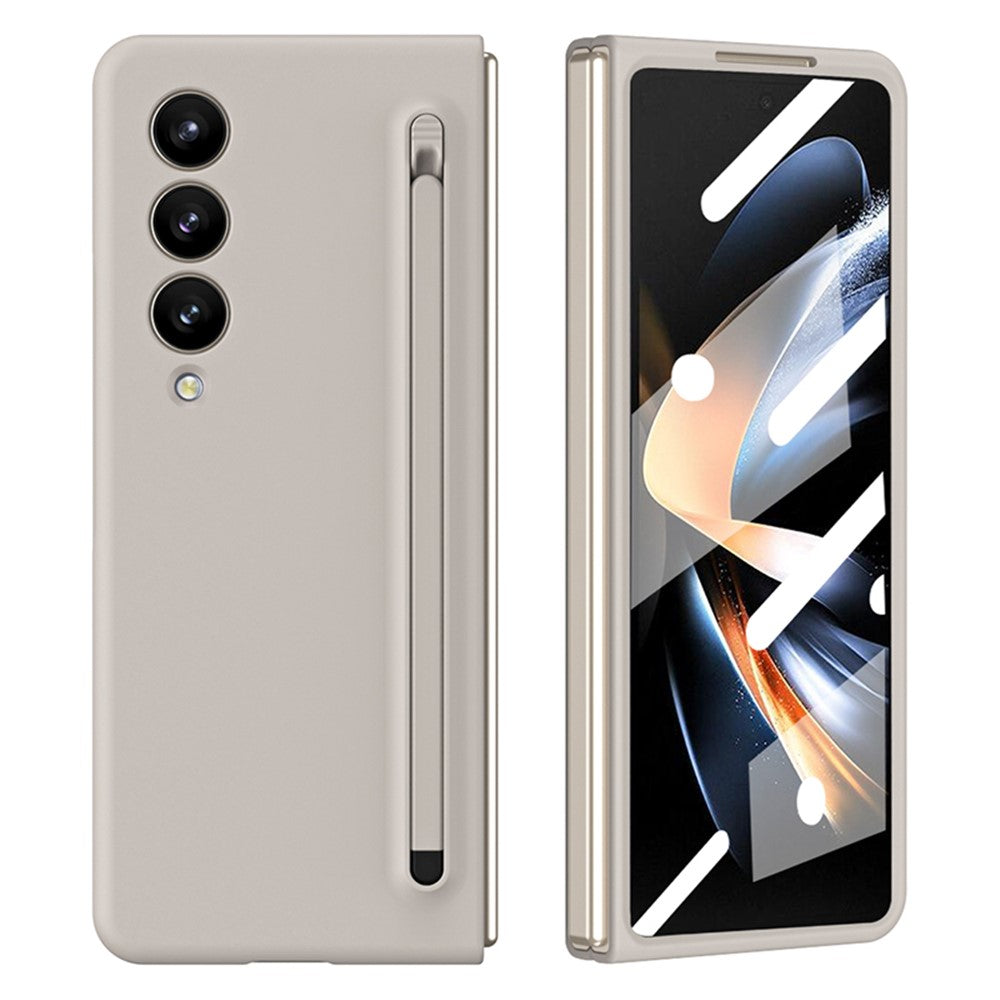 For Samsung Galaxy Z Fold4 5G Case Anti-Drop PC Phone Cover with Stylus / Tempered Glass Film