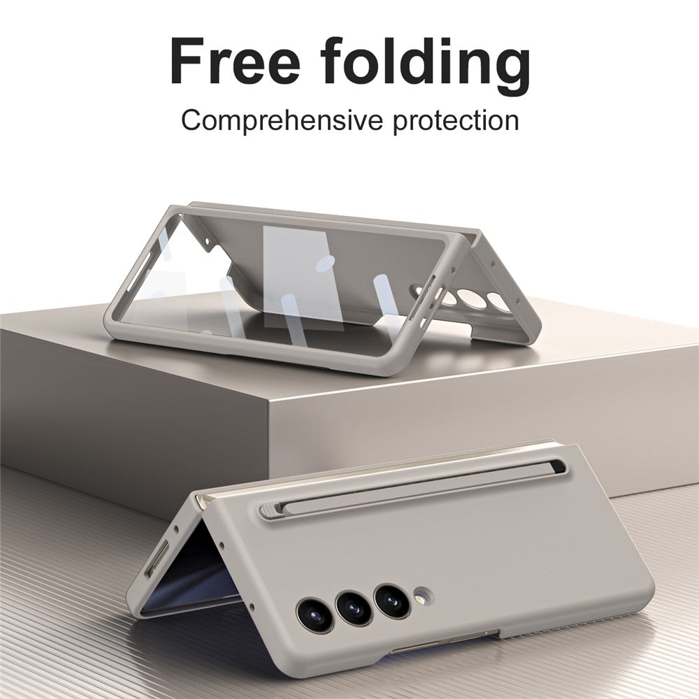For Samsung Galaxy Z Fold4 5G Case Anti-Drop PC Phone Cover with Stylus / Tempered Glass Film