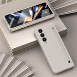 For Samsung Galaxy Z Fold4 5G Case Anti-Drop PC Phone Cover with Stylus / Tempered Glass Film