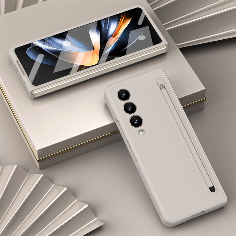 For Samsung Galaxy Z Fold4 5G Case Anti-Drop PC Phone Cover with Stylus / Tempered Glass Film