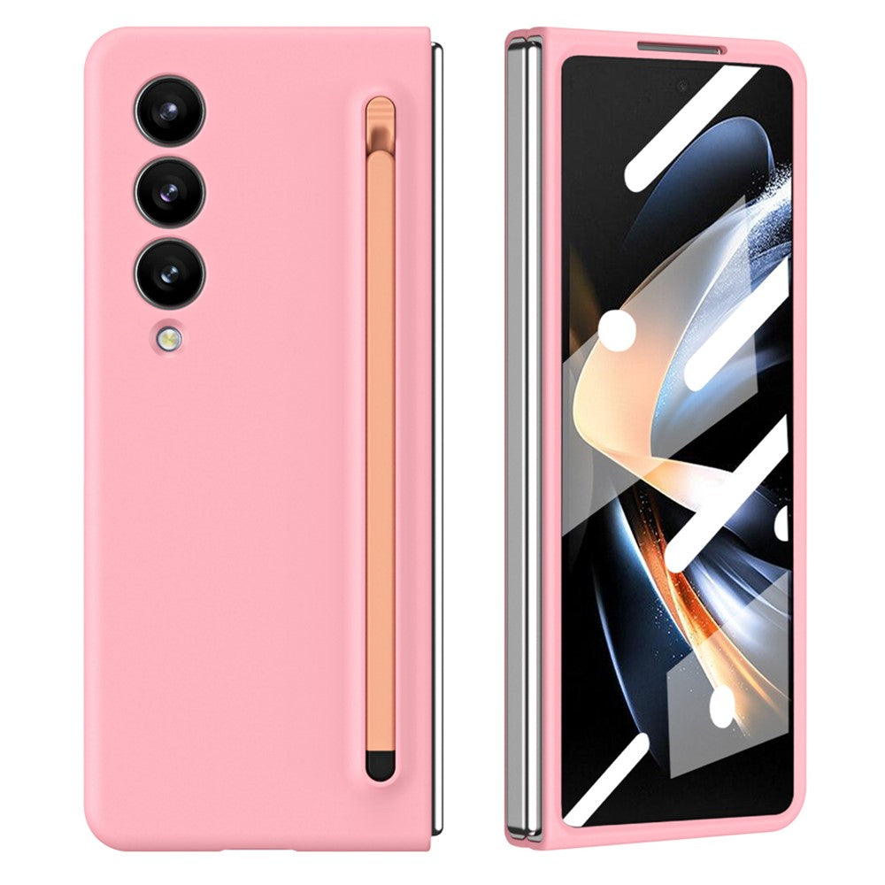 For Samsung Galaxy Z Fold4 5G Case Anti-Drop PC Phone Cover with Stylus / Tempered Glass Film